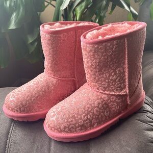 UGG Kids Pink Leopard Glitter Boots